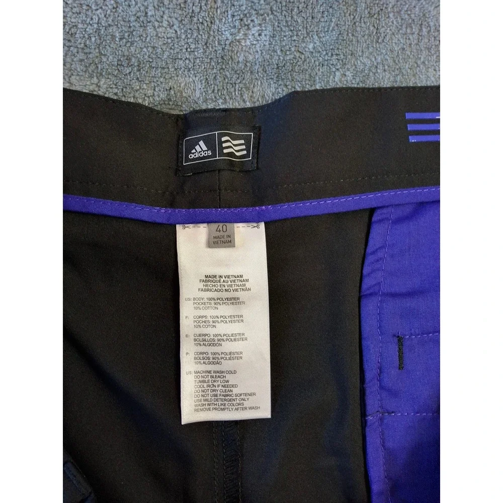 Adidas Golf Shorts Mens 40 Black Flat Front Performance Athletic‎ Casual Summer